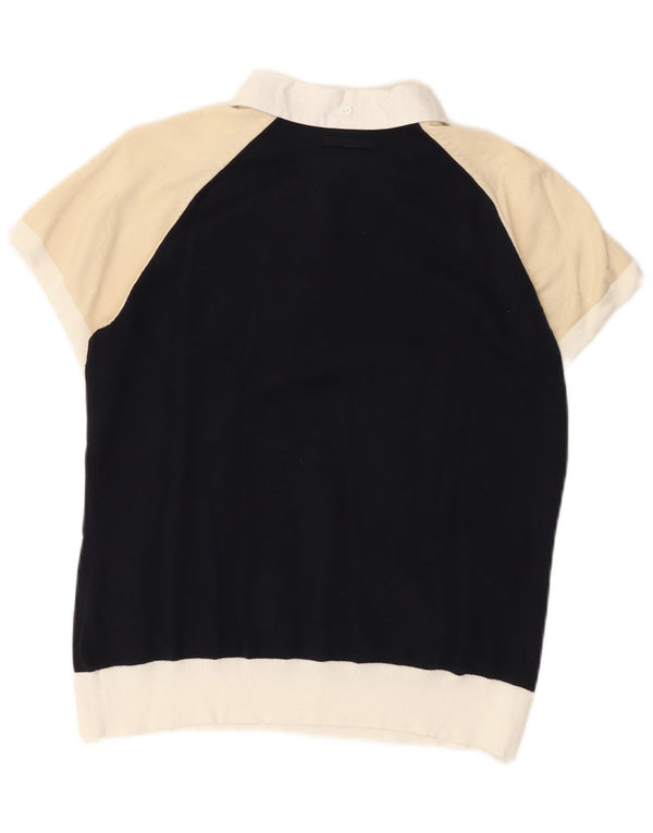 GANT Womens Polo Shirt UK 18 XL Navy Blue Colourblock Cotton