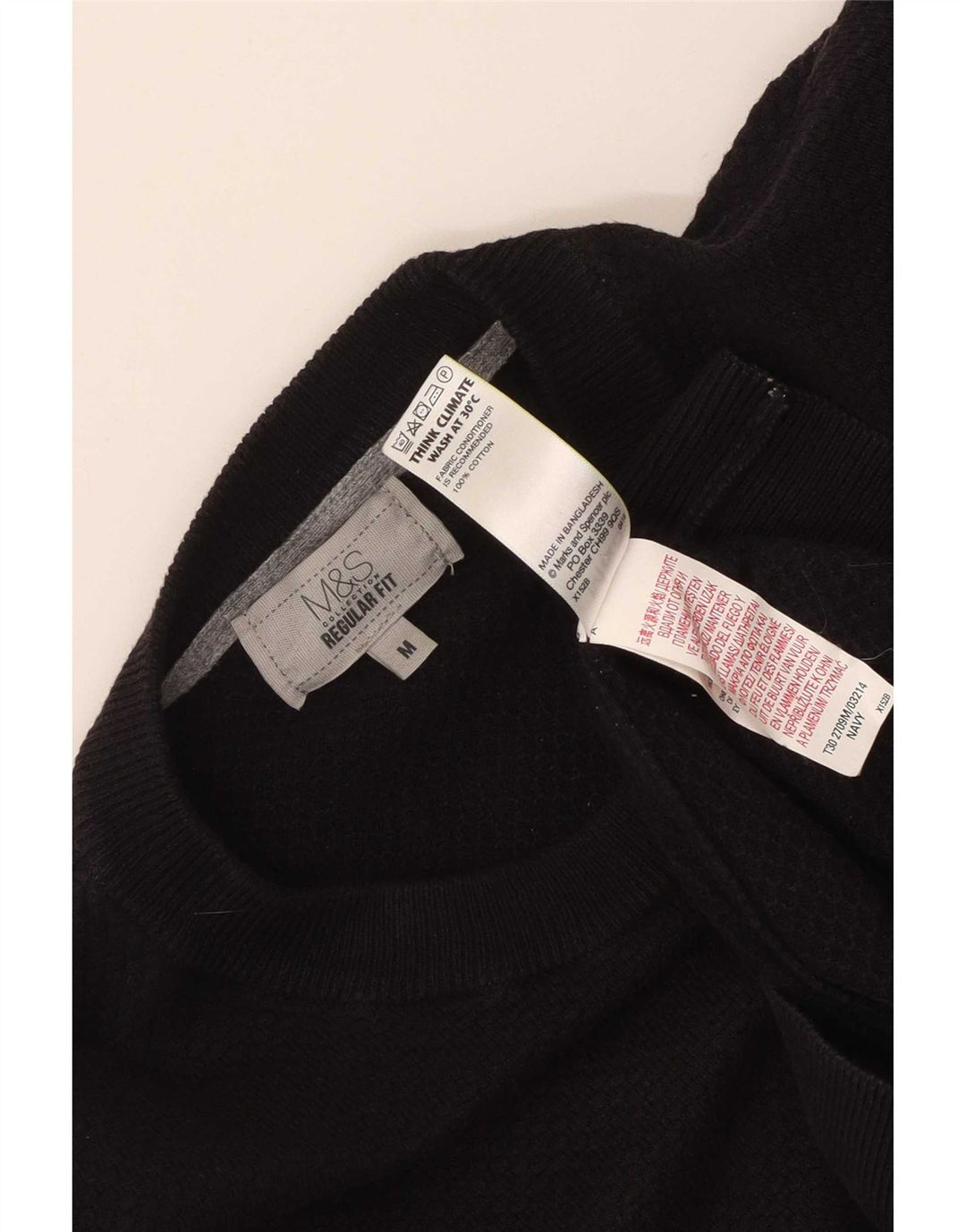 Pulover pentru bărbați Marks & Spencer, cu formă obișnuită, cu decolteu triplu, albastru bleumarin mediu