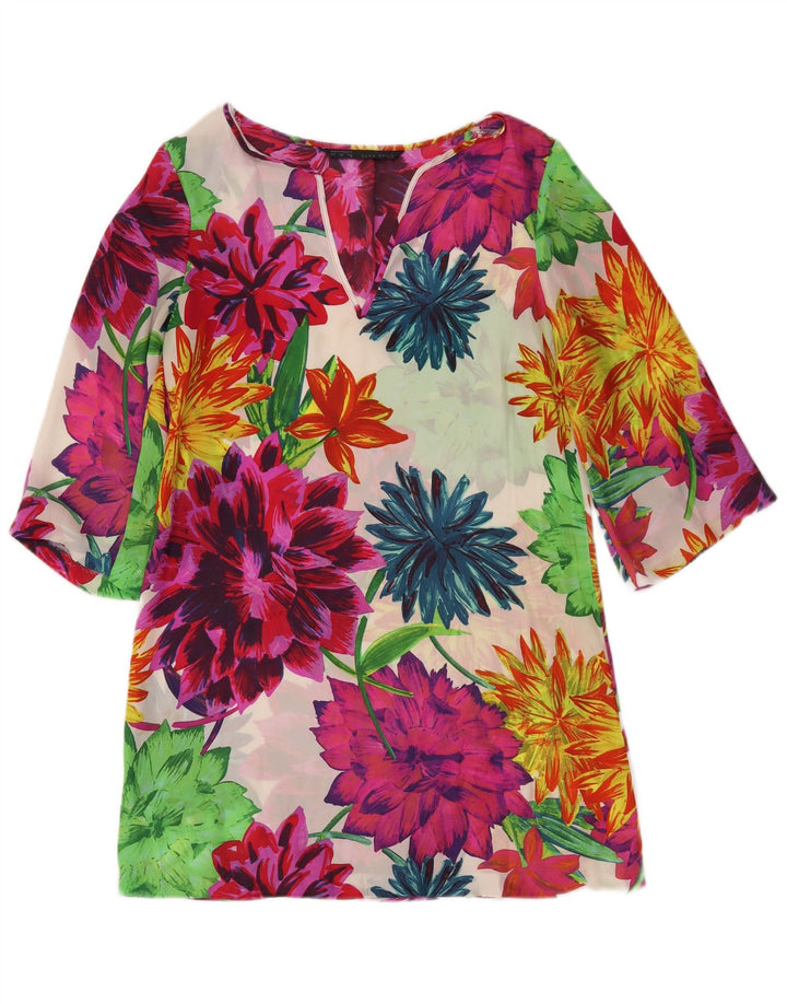 Top cu tunică transparentă pentru femei Zara UK 10 Mic Multicolor Floral