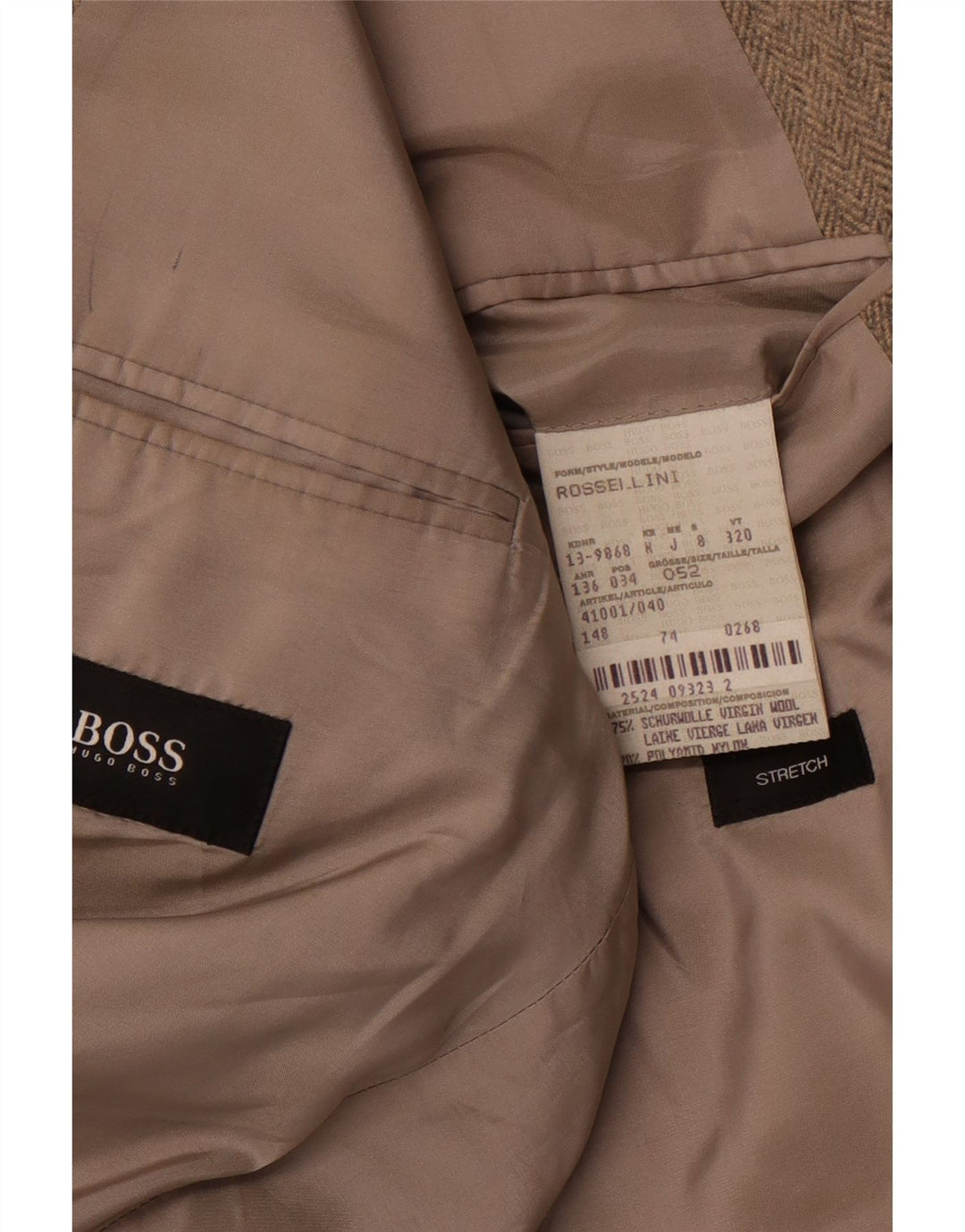 Jachetă Blazer Rossellini pentru bărbați HUGO BOSS IT 52 XL Brown Herringbone