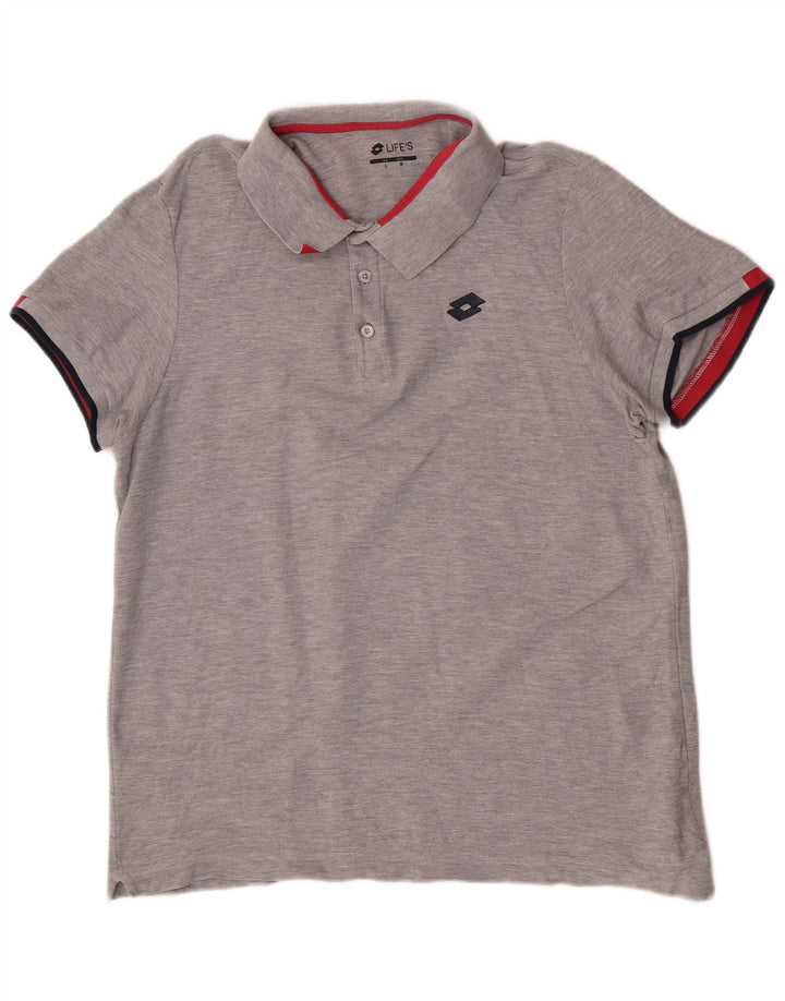 Tricou polo Lotto Life's pentru bărbați, gri mediu cu pete