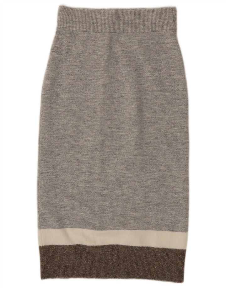 Fusta creion tricotată pentru femei Massimo Dutti Mic W27 Gri Colorblock