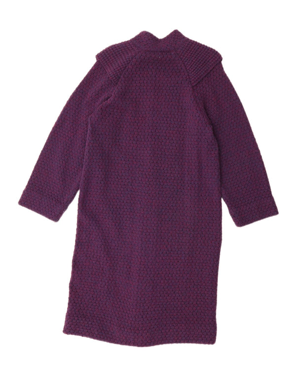 Pulover cardigan supradimensionat cu paragate vintage pentru femei UK 8 mic violet