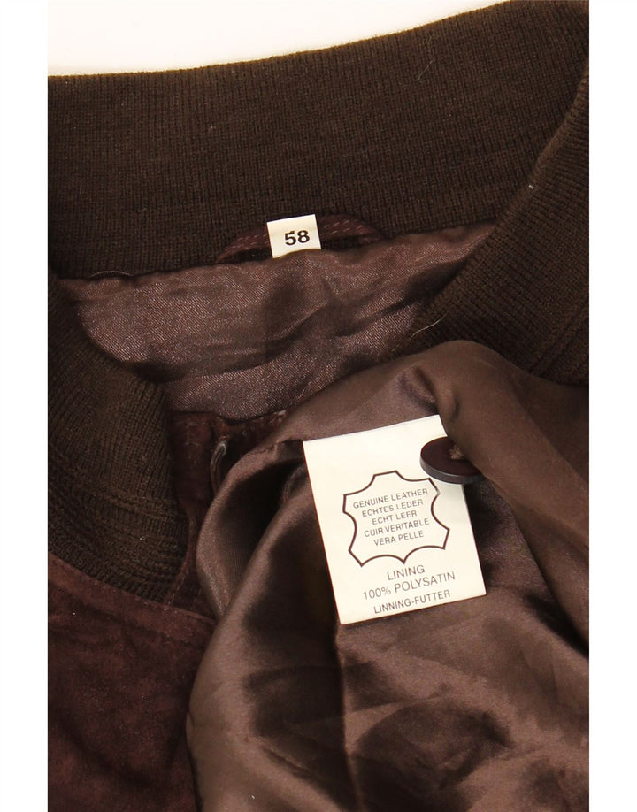 Bomber vintage pentru bărbați din piele intoarsa IT 58 4XL din piele maro