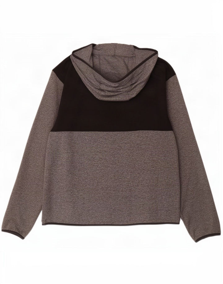 American Eagle Pulover cu capotă cu fermoar grafic pentru bărbați, 2XL, gri, bloc de culoare