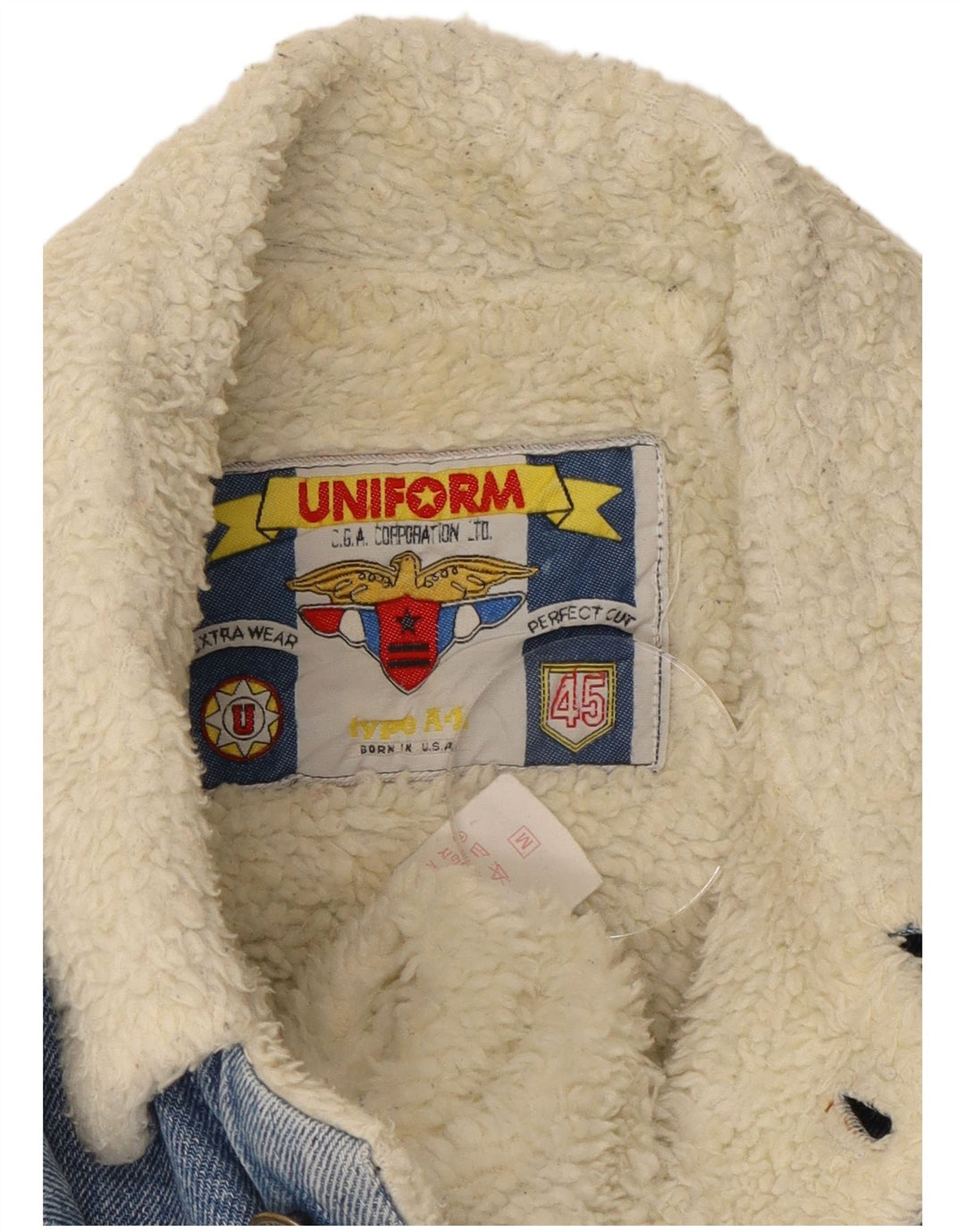 Jachetă de denim Sherpa pentru bărbați uniformă, cu tăiere lejeră, UK 38, albastru mediu