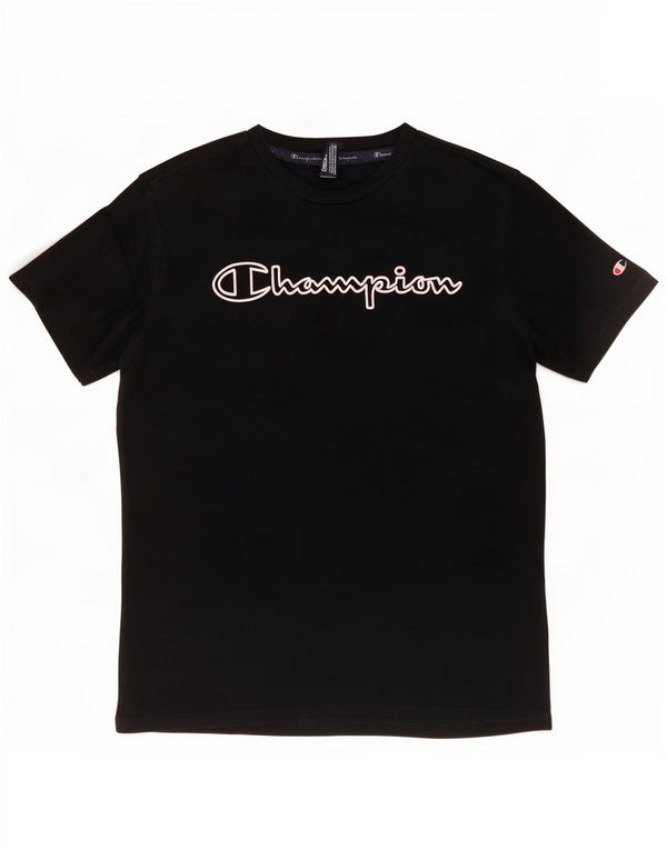 Tricou grafic Champion pentru bărbați Top mediu din bumbac negru