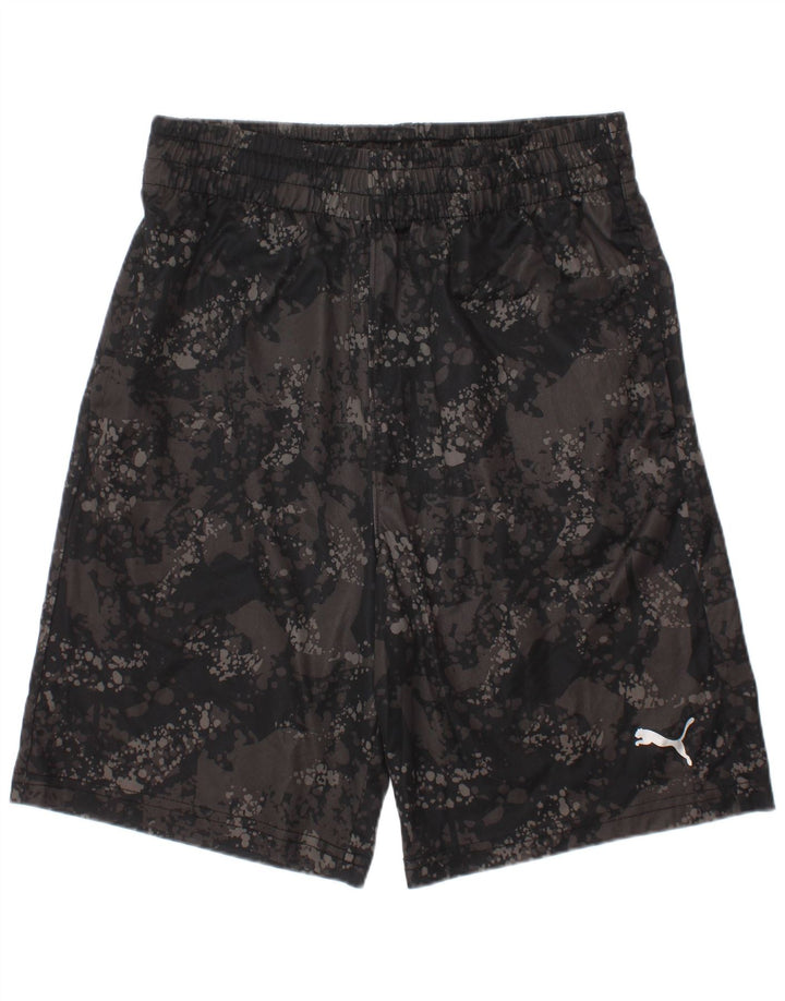 Pantaloni scurți sport Puma pentru băieți 10-11 ani poliester camuflaj, gri mediu
