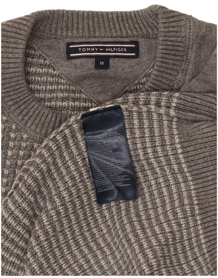 Pulover Tommy Hilfiger pentru bărbați, cu gât crew, bumbac geometric, gri mediu