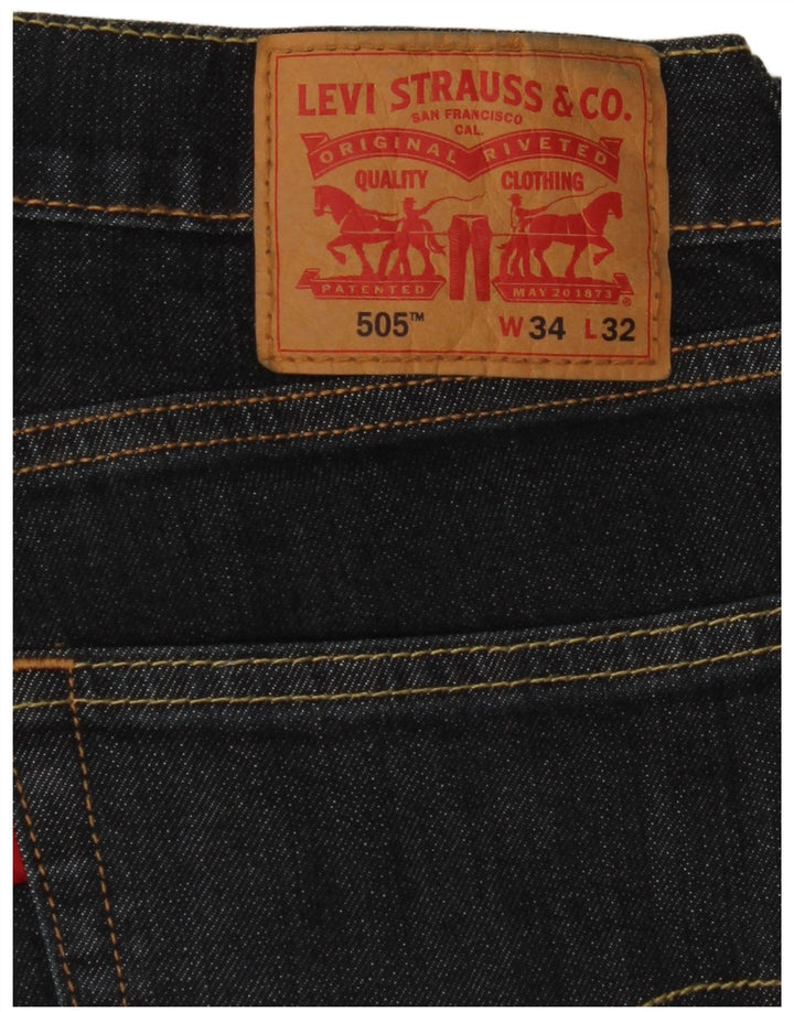 Blugi drepti pentru bărbați Levi's 505 W34 L32 Bumbac bleumarin