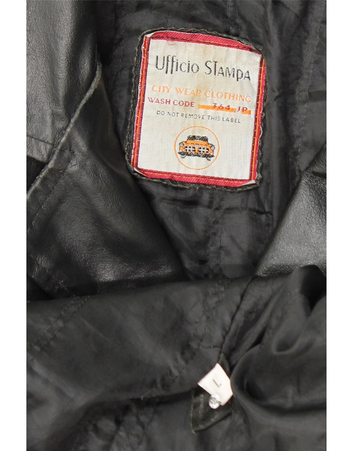 VINTAGE Mens Leather Jacket UK 40 Large Black
