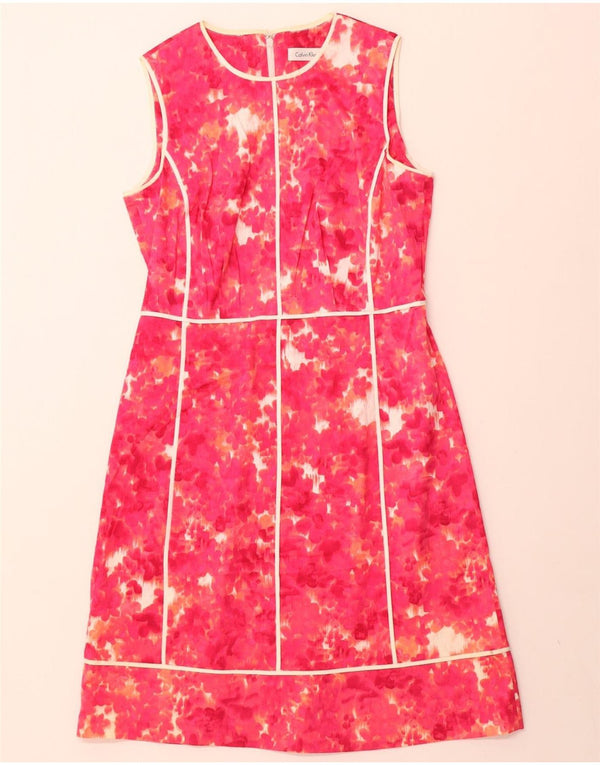 CALVIN KLEIN Rochie A-Line fără mâneci pentru femei US 6 Medium Pink Floral Bumbac