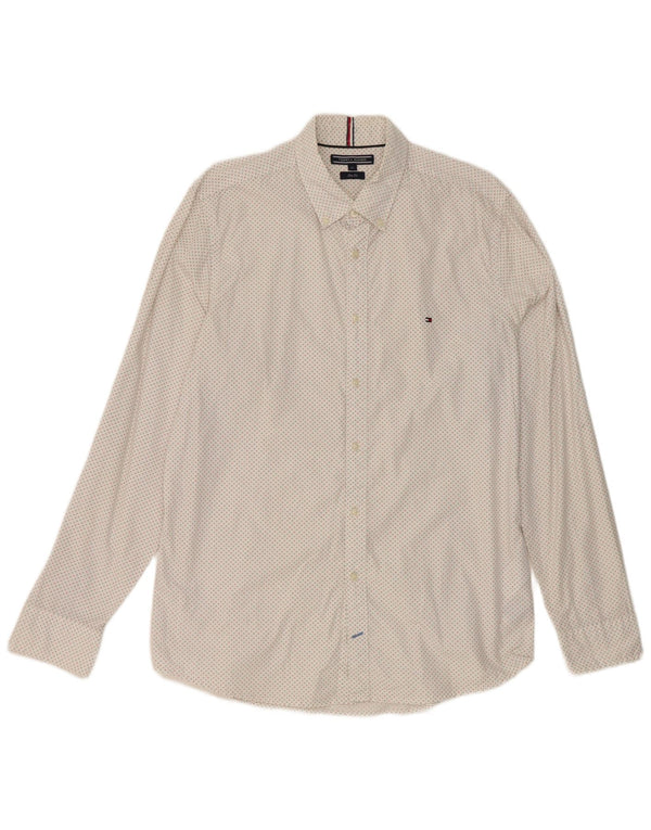 Tommy Hilfiger Mens Slim Fit Shirt XL White Geometric Cotton