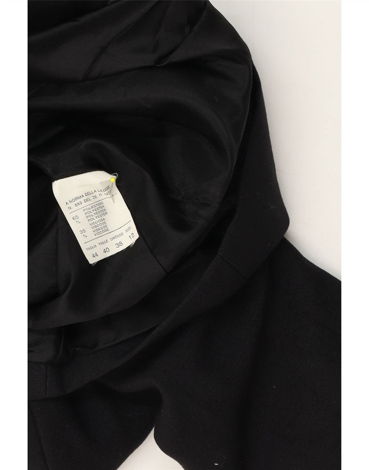 Jachetă vintage pentru femei cu 2 nasturi din poliester negru mediu UK 12