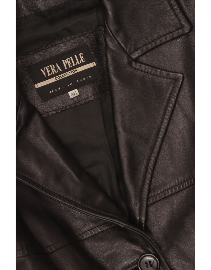 Geacă de piele vintage pentru femei IT 46, mare, neagră