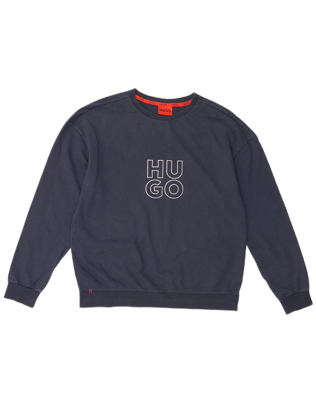Hanorac grafic pentru bărbați Hugo Boss Pulover mediu din bumbac bleumarin