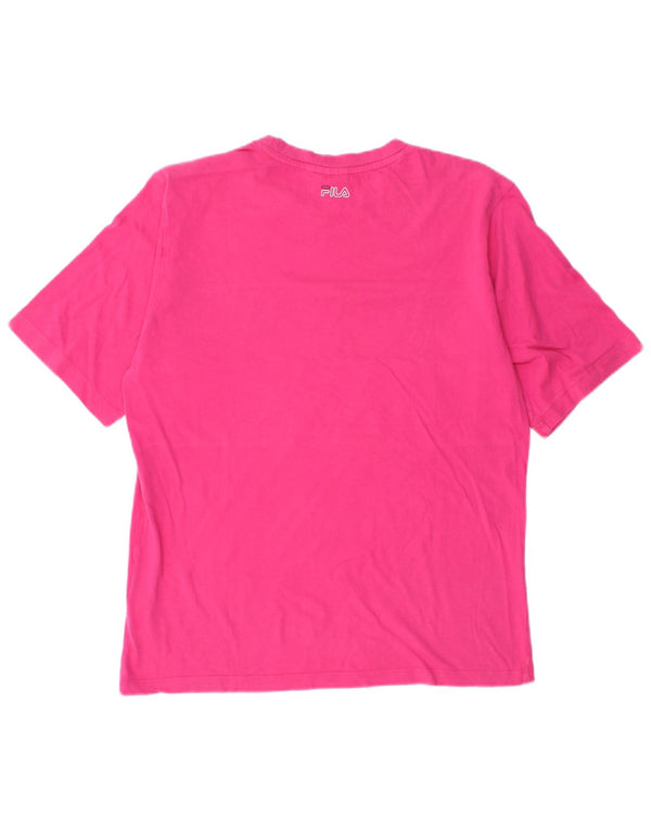 Tricou cu grafic Fila pentru femei Top UK 14 Medium Pink Colorblock Bumbac