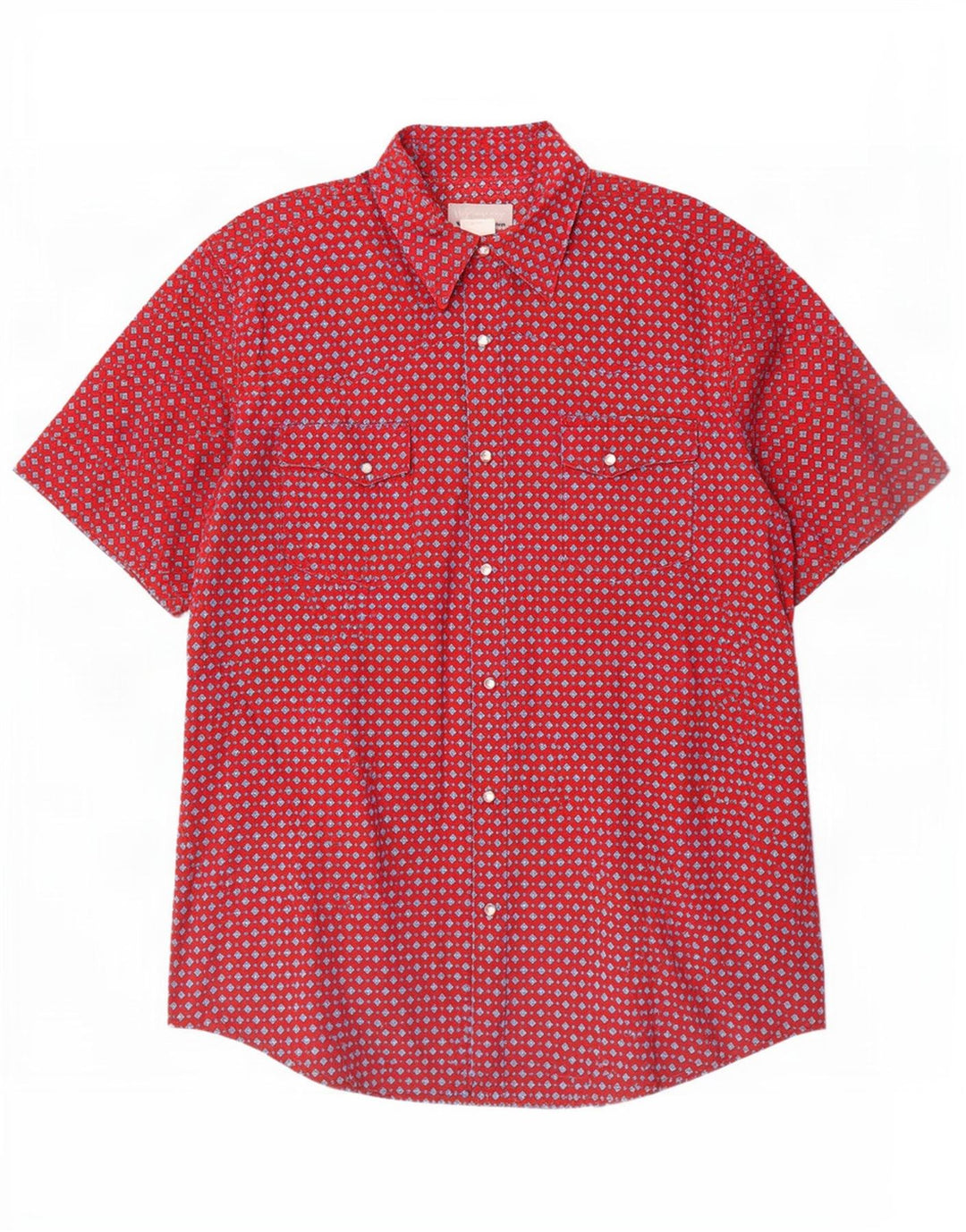 Cămașă cu mânecă scurtă Wrangler pentru bărbați, bumbac geometric roșu mare