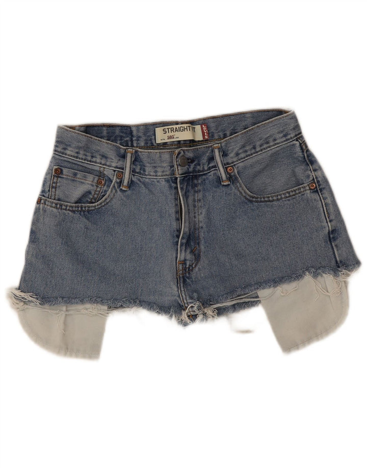 Pantaloni scurți Levi's pentru femei 505 din denim distressed W29, bumbac albastru mediu