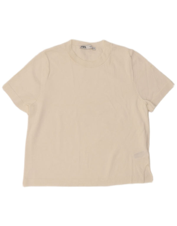 Top tricou pentru femei Zara UK 14 Medium White Viscose