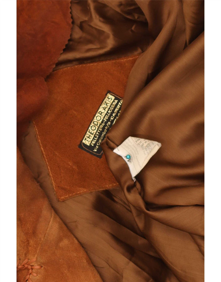 Pardesiu vintage pentru femeie din piele intoarsa EU 44 XL din piele bej