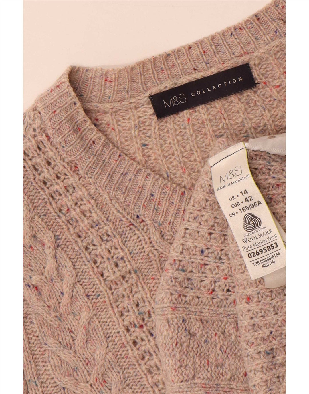 Pulover cardigan pentru femei Marks & Spencer UK 14 Lână mare, gri cu pete