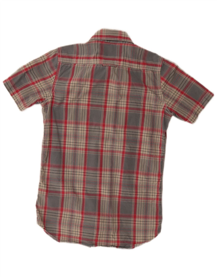 Cămașă cu mânecă scurtă pentru bărbați Superdry, bumbac carouri gri mic