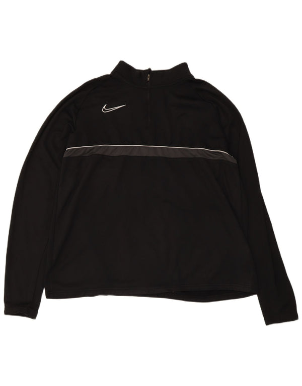 Top de trening Nike pentru bărbați Dri Fit, cu fermoar și gât, XL, negru, color block