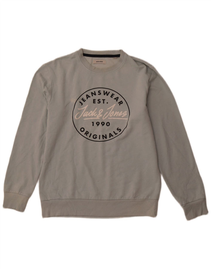 JACK & JONES Pulover grafic pentru bărbați, mare, albastru