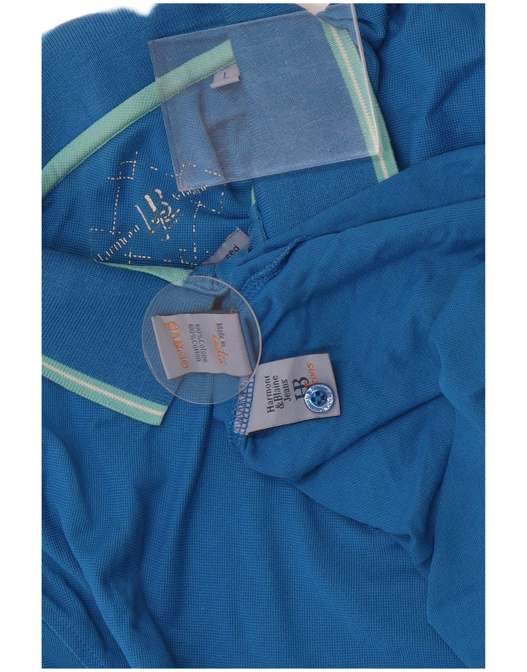 Tricou polo Harmont & Blaine pentru bărbați, mare, albastru, bumbac