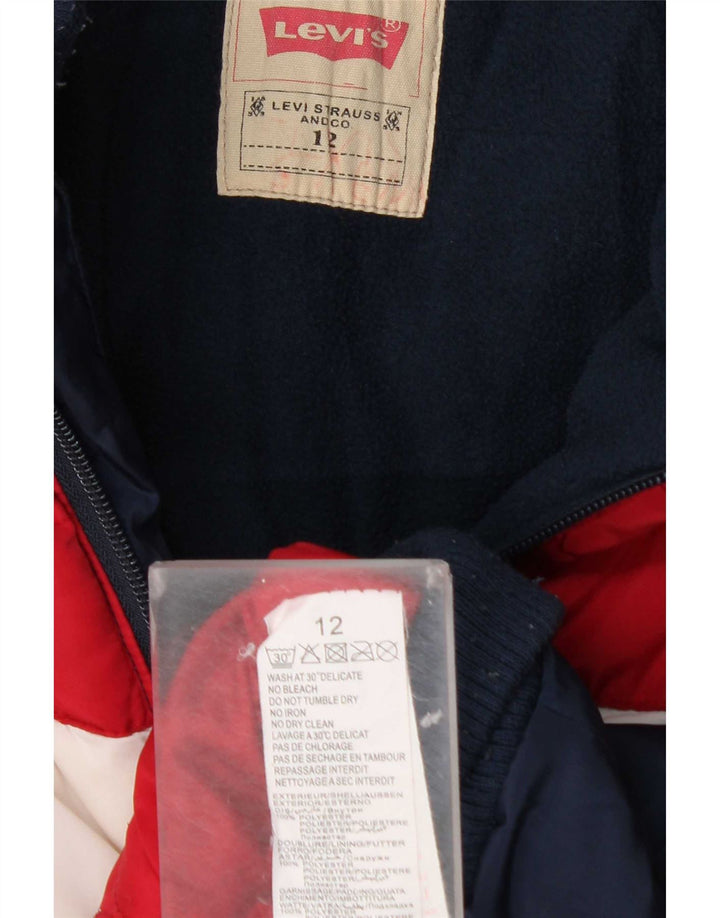 Jachetă căptușită cu glugă Levi's pentru băieți 11-12 ani, albastru bleumarin, color block