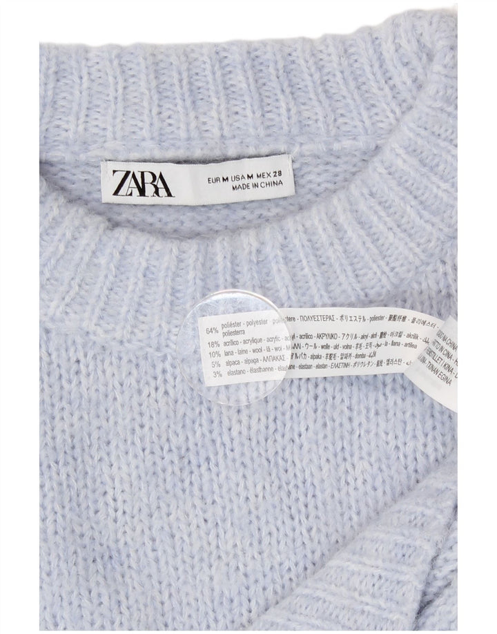 Pulover supradimensionat pentru femei Zara, cu gât turnut, UK 14, poliester albastru mediu