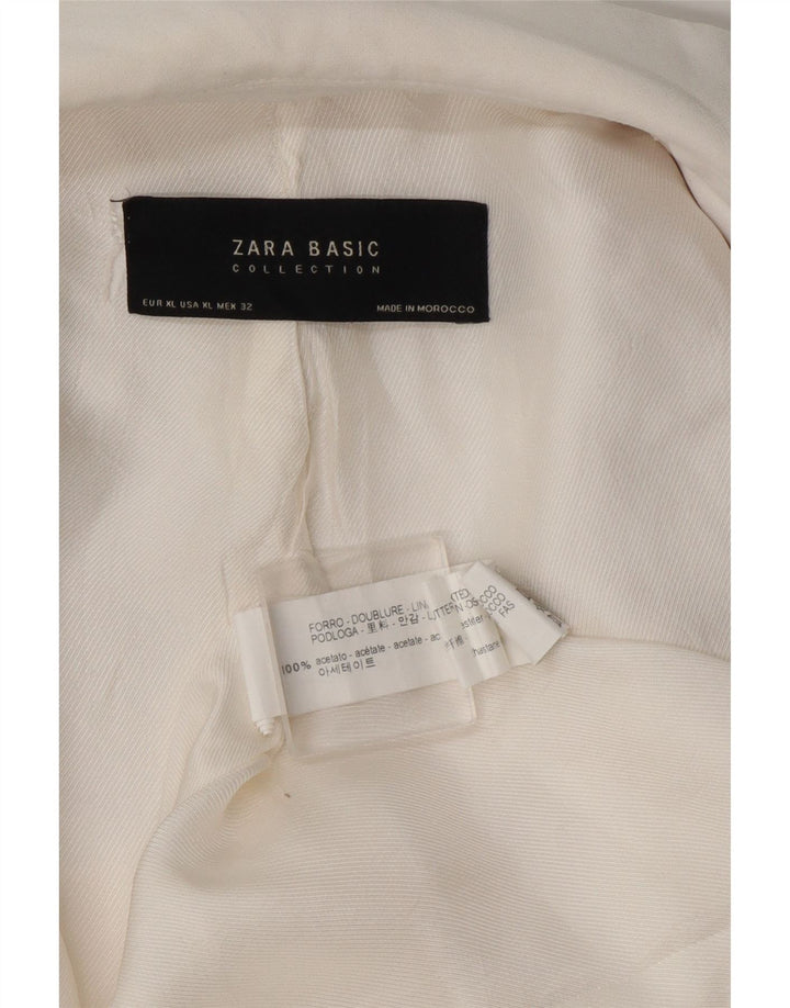 Jachetă pentru femei Zara cu mâneci 3/4 deschise, UK 18 XL, acetat alb