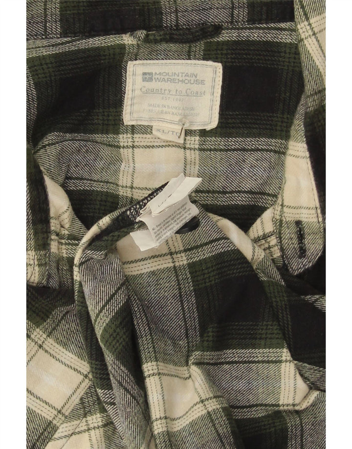 Cămașă de flanel pentru bărbați Mountain Warehouse, bumbac verde cu carouri XL