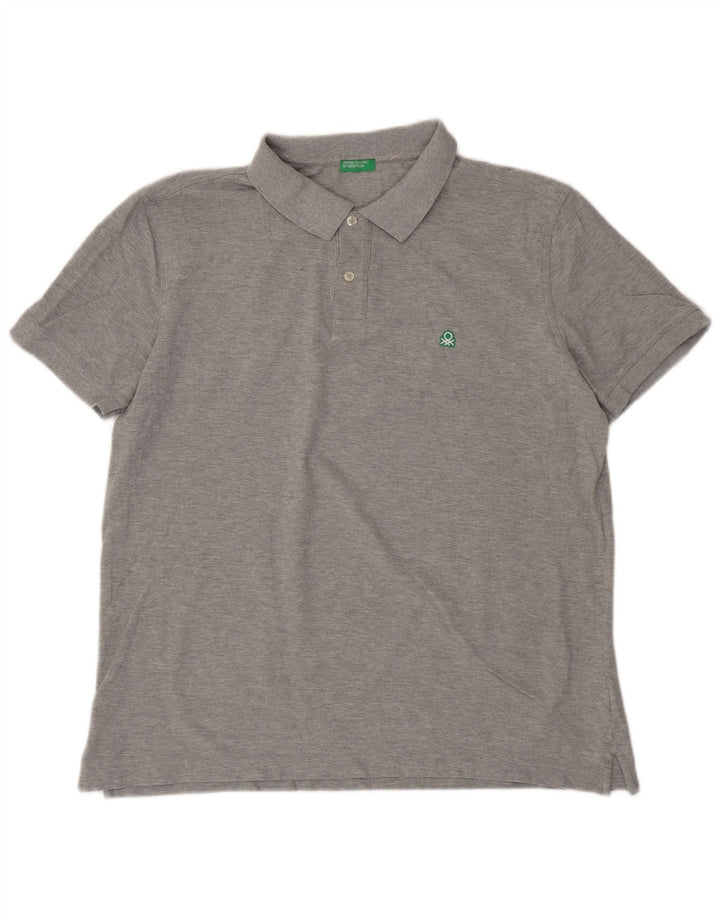 BENETTON tricou polo pentru bărbați 2XL bumbac gri