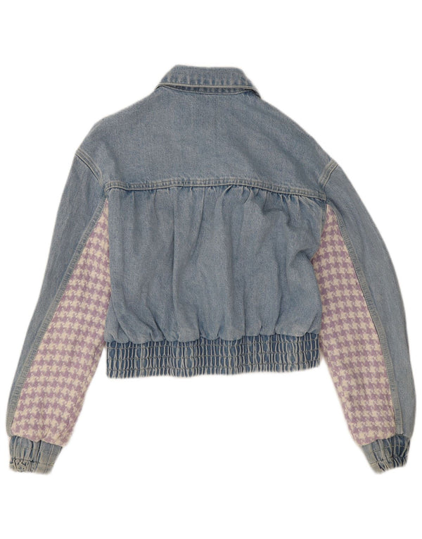 Jachetă de denim scurtă pentru femei Zara UK 10 Small Blue Patchwork