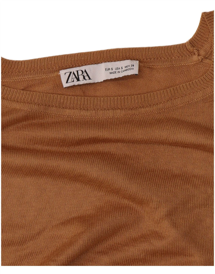 Pulover de damă Zara supradimensionat cu gât barcă UK 10 mic maro