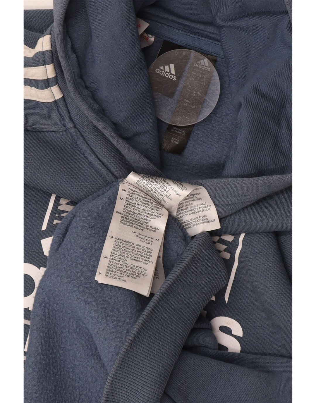 Pulover ADIDAS pentru băieți, cu grafică, 13-14 ani, bumbac albastru