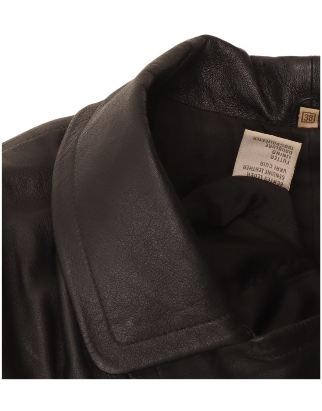 VINTAGE Palton de piele supradimensionat pentru femei EU 38 Piele neagră medie