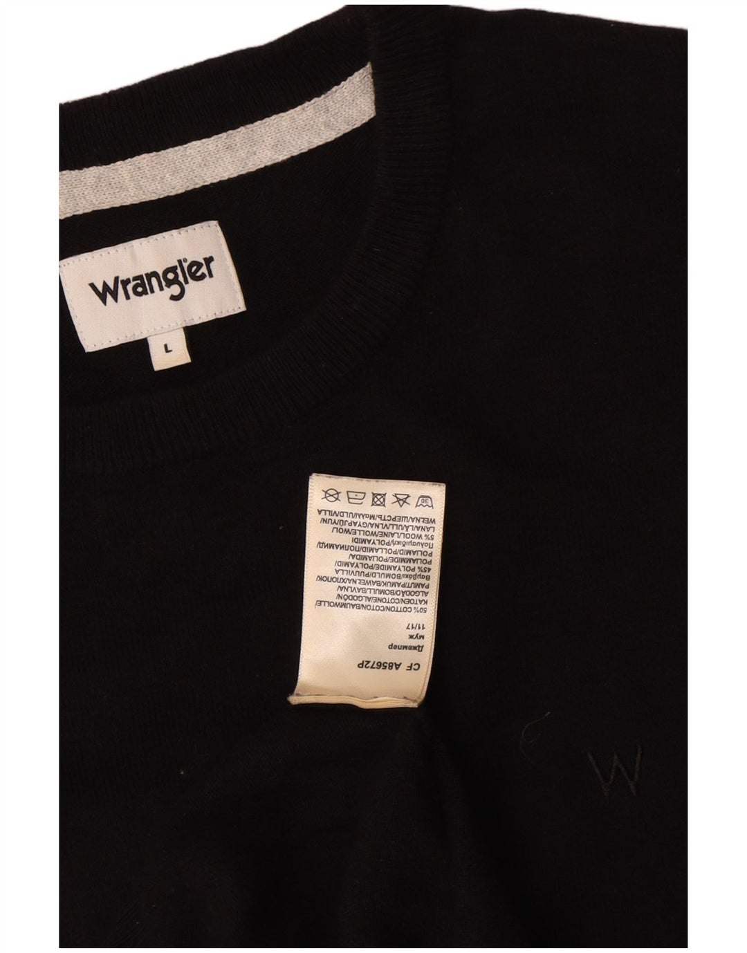 Pulover Wrangler pentru bărbați, cu gât crew, bumbac mare, negru