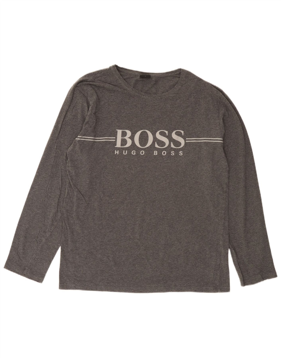 Top grafic pentru bărbați Hugo Boss cu mânecă lungă din bumbac gri mediu