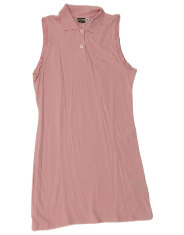 INVICTA Womens Sleeveless Polo Dress UK 14 Medium  Pink Cotton