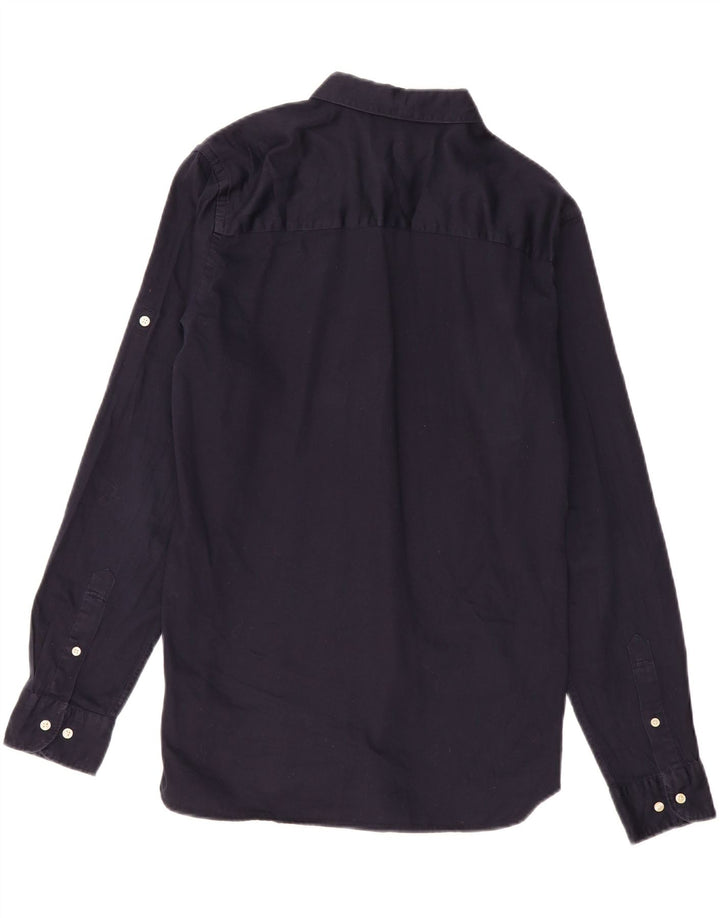 Cămașă Jack & Jones pentru bărbați, bumbac mediu albastru bleumarin