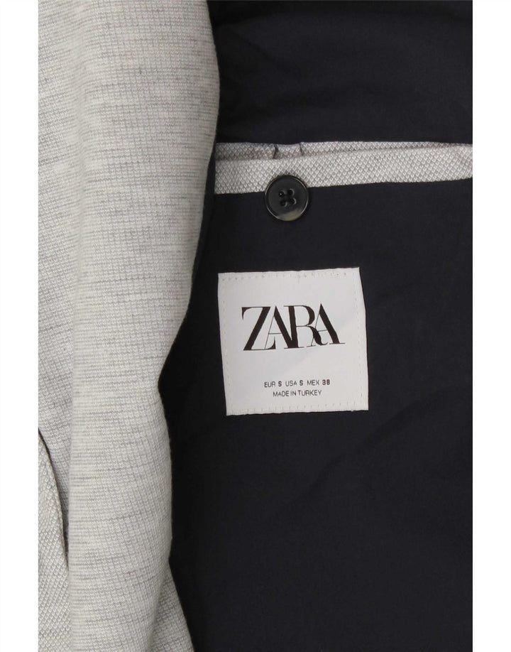 Blazer pentru bărbați Zara, cu 2 nasturi, Marea Britanie 36, mică, gri pete