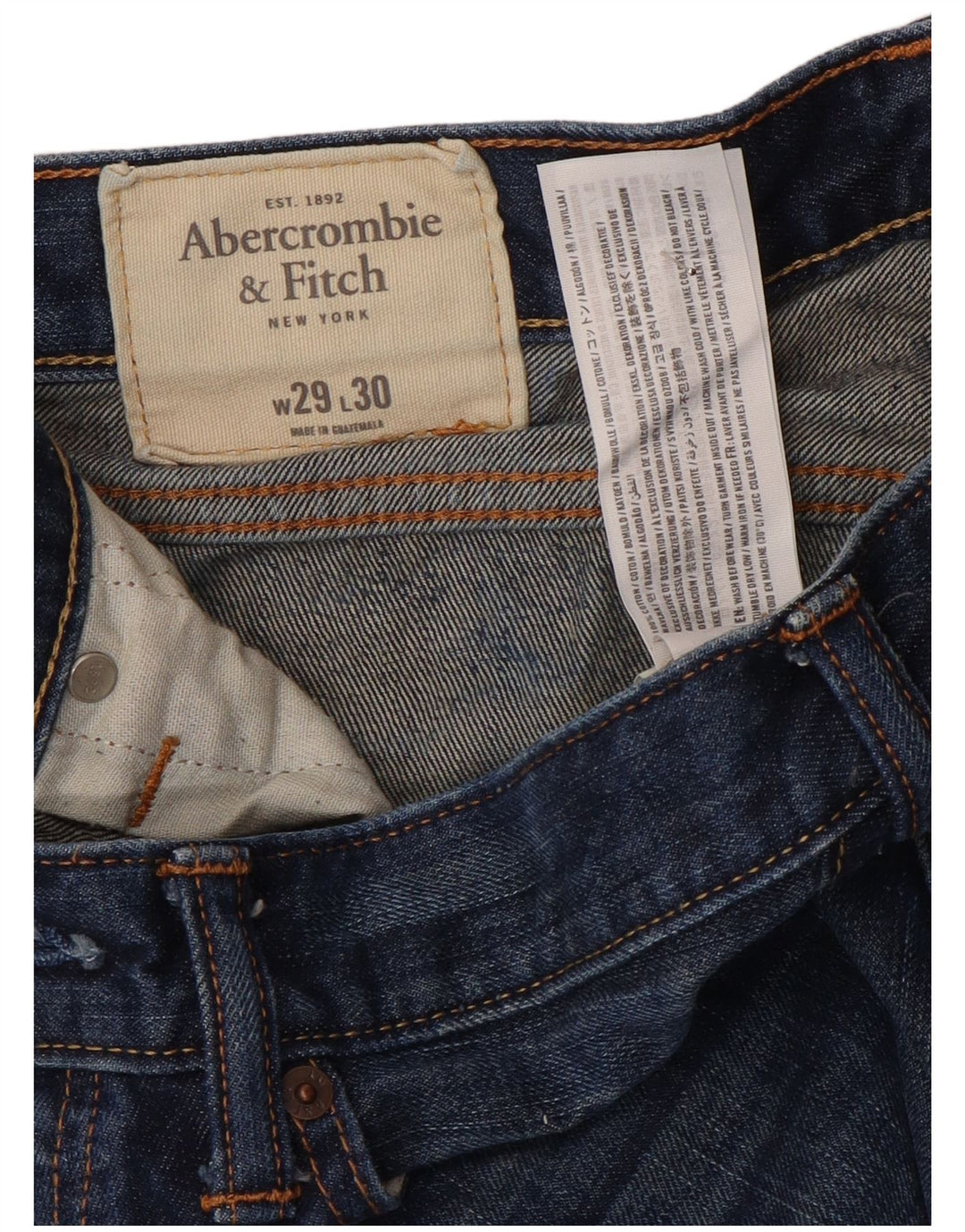 ABERCROMBIE & FITCH Blugi drepti pentru bărbați W29 L30 Bumbac albastru