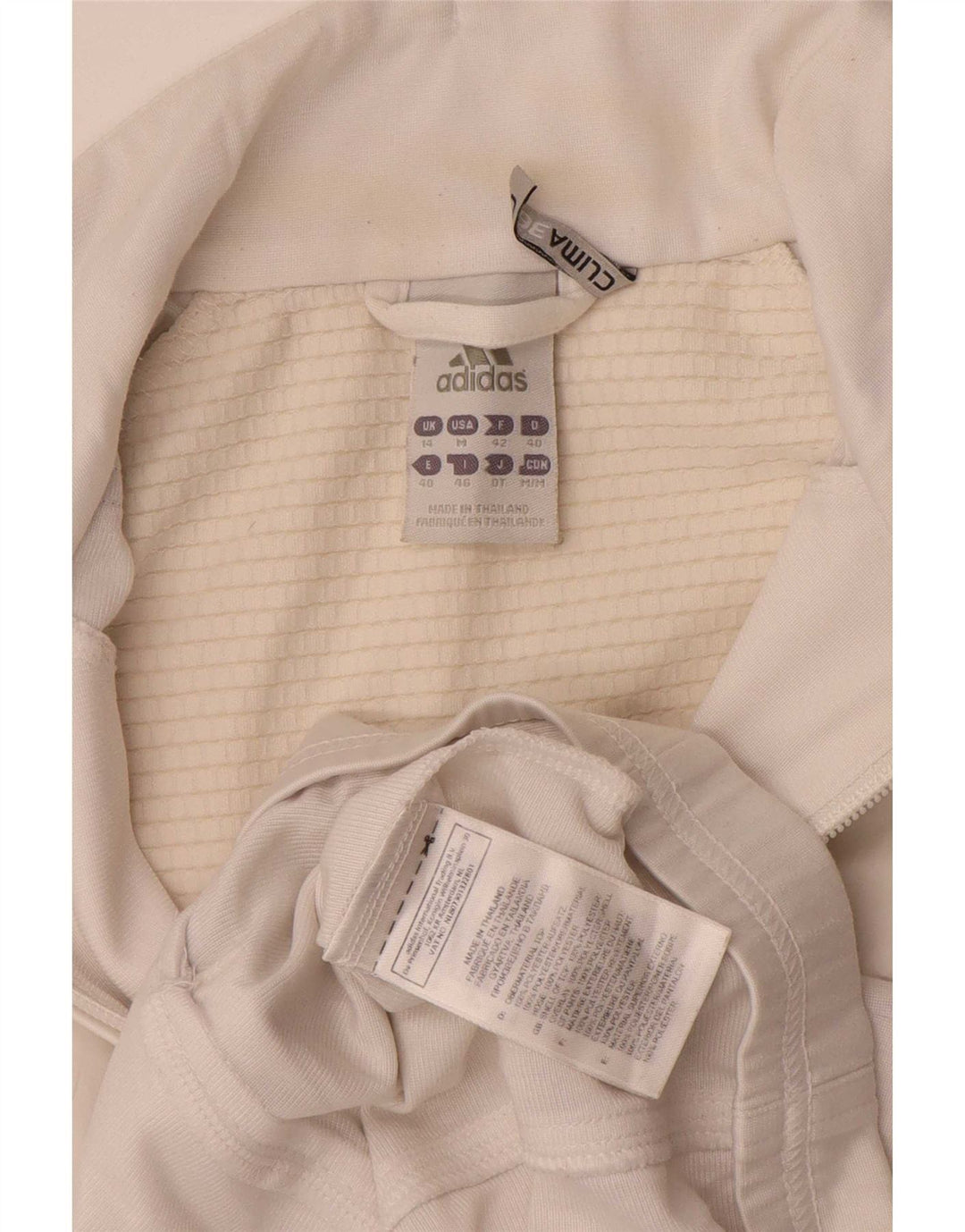 Jachetă de top pentru trening Climalite pentru femei Adidas UK 14 Poliester alb mare