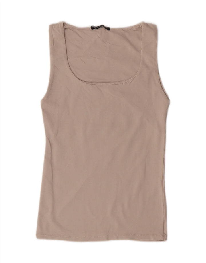ZARA Womens Vest Top UK 8 Small Beige Polyamide Vintage Zara and Second-Hand Zara from Messina Hembry 