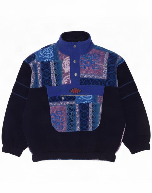 Santostefano Pulover din fleece pentru bărbați, cu fermoar, cu gât, mare, bleumarin, colorblock