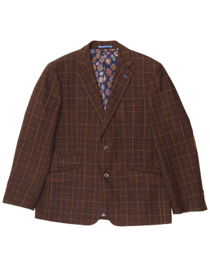 Blazer Harvey & Jones pentru bărbați, cu croială regulată, UK 46 3XL, maro, check
