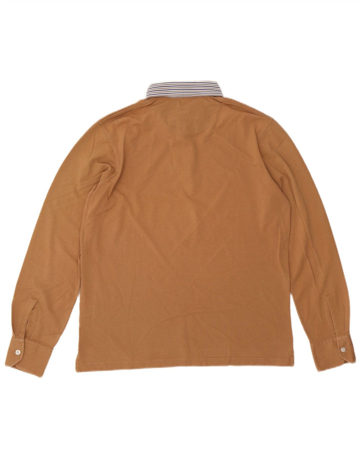 Tricou polo rugby cu mânecă lungă pentru bărbați HARMONT & BLAINE, bumbac mediu bej